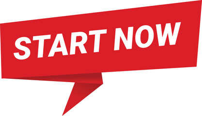 Start Now - Sticker, Banner, Label, Ribbon Template. Vector Stock Illustration.