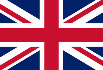 Vector illustration of the British flag with overlapping crosses and vibrant colors.
