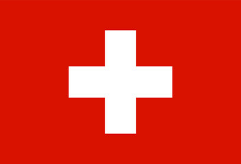 Vector illustration of Switzerland flag with white cross on red field.