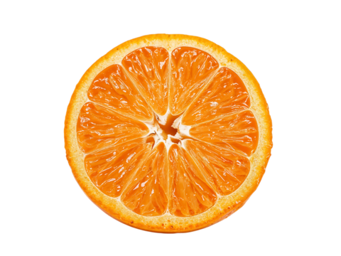 Orange cut crosswise, revealing fresh interior, white background,fresh,slice,juicy