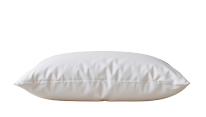 the image features a white pillow against a solid black background. the pillow is lying flat, taking up most of the lower portion of the frame