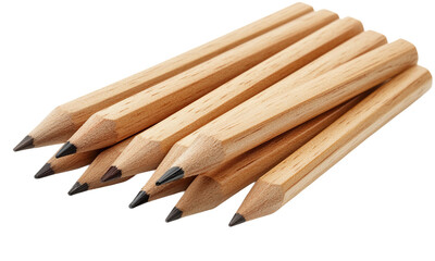 Obraz premium Wooden pencils with sharpened tips on display stationery and drawing tools isolated on transparent background.