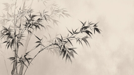 Bamboo Grove in Digital Ink with Negative Space
