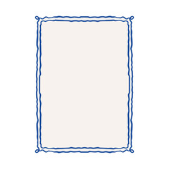 Coquette Line Frame Doodle Sketch Whimsical Cute Blue Vector Invitation Banner Retro Vintage Label 
