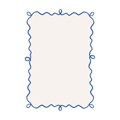 Coquette Line Frame Doodle Sketch Whimsical Cute Blue Vector Invitation Banner Retro Vintage Label 