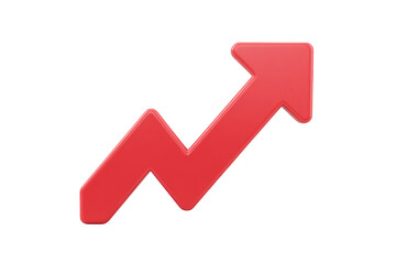 Red upward arrow symbolizes growth, success, or increase, often used in business or financial contexts to represent positive trends or rising statistics