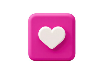 Fototapeta premium 3D white heart icon is centered on vibrant pink square background, symbolizing love and affection. minimalist design is modern and eye catching, perfect for digital media use