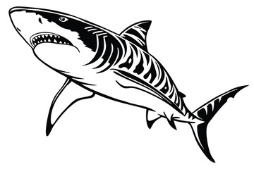 Obraz premium illustration reveals a fierce shark with sharp teeth and unique body markings
