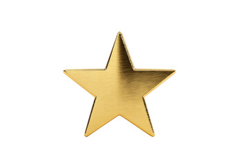 Shiny gold star with smooth surface, symbolizing achievement and excellence, isolated on transparency background. star metallic texture adds touch of elegance and prestige