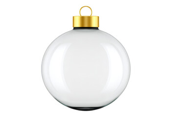 Clear glass Christmas ornament with gold cap and loop for hanging, perfect for holiday decoration and crafting. simple design allows for customization and creative embellishment