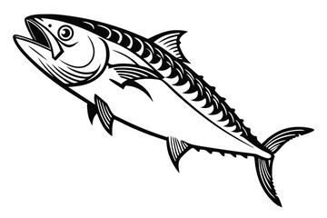 Striking black and white Tuna shows bold outlines and sharp contrasting details magnificently