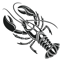 Monochrome lobster with intricate details in its shell and claws creates a bold statement