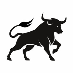 Powerful Bull Silhouette Strong, Majestic, and Symbolic Animal Vector Illustration