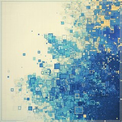 Fototapeta premium Rasterized Blue-Green Scan Ring × Ceramic Red Dot Grating: Overprinted Glitch Vectors on Lead Gray Base with Solid Color Channel Separation