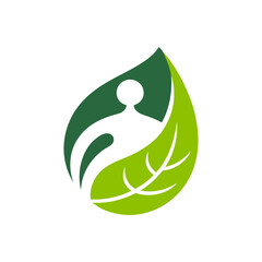 Human Figure in Leaf Wellness Logo
