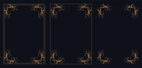 Corner frame, Set of vintage frames.Set Template of Decorative vintage frames,Calligraphic rectangle frame in retro style