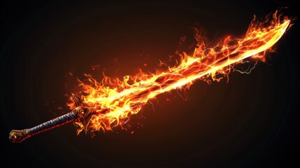Fiery sword blazing with intense heat