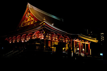 Senso-ji temple at night, Asakusa, Tokyo, Japan