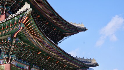 Colorful traditional Asian curved wooden roof designs