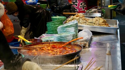 Korean street food market display