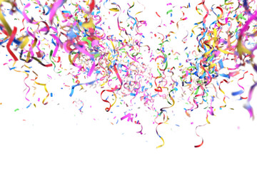 Free confetti flowing in air transparent background