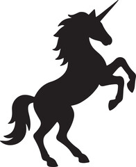 Majestic Unicorn Silhouette A Regal Black and White Illustration