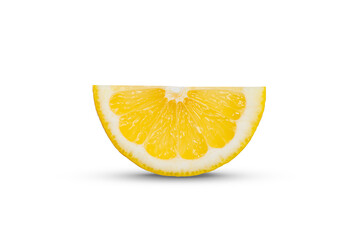 Slice fresh lemon on isolated white background.