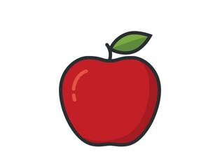 red apple with leaf. agriculture, farming and harvest symbol. natural organic fruit. isolated vector image