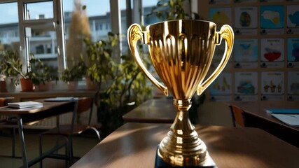 Trophy on a Classroom Table