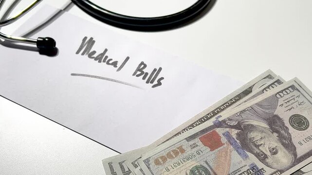 Medical Bills and Healthcare Expenses Concept Footage