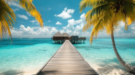 Tropical overwater bungalows