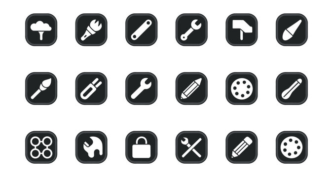 Assortment of Tools and Equipment Icons for Various Purposes