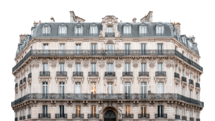 Elegant architectural facade of historic building in paris france urban daylight aesthetic appeal cut out png