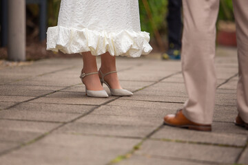Wedding day. Sensual wedding photography. Legs of bride and bridegroom