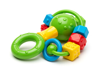 Colorful Baby Toy Engaging Sensory Rattle with Cubes and Rings for Development