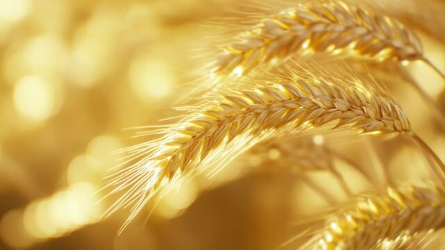 A close-up shot of a bundle of wheat grains.