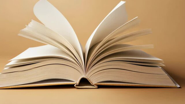 Open Book on Tan Background 