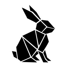 Fototapeta premium A sleek, monochrome origami rabbit illustration, a contemporary take on a classic symbol of nature and charm. The clean lines and geometric forms create a bold and modern aesthetic.
