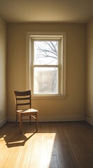 Fototapeta premium Empty room bathed in sunlight