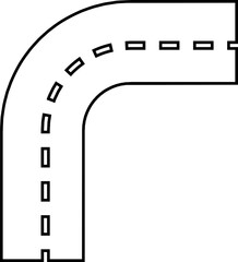 Road and highway in perspective icon. Road path with different bends. The road connects the cities road pieces in graphic style. Vector illustration isolated on transparent background