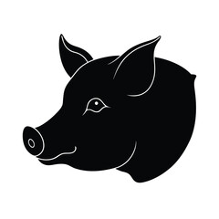 High resolution black silhouette of a pig s head perfect for banners advertisements or graphic design projects needing a strong impactful image
