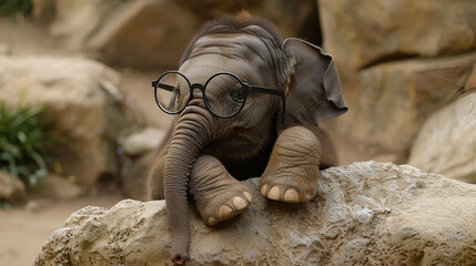 Fototapeta premium Snoozing Baby Elephant