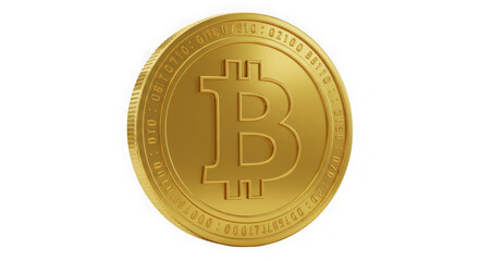 Golden Bitcoin: A close-up shot of a physical Bitcoin, rendered in lustrous gold, highlighting its intricate details and iconic symbol, symbolizing the future of finance and digital currency.