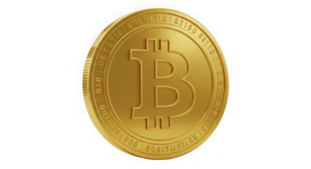 Golden Bitcoin: A close-up shot of a physical Bitcoin, rendered in lustrous gold, highlighting its intricate details and iconic symbol, symbolizing the future of finance and digital currency.