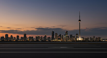 sunset over the city