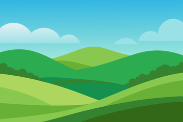 Serene Green Hills A Picturesque Landscape Illustration