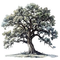 A majestic, sprawling tree with thick branches and lush foliage, symbolizing strength and longevity.