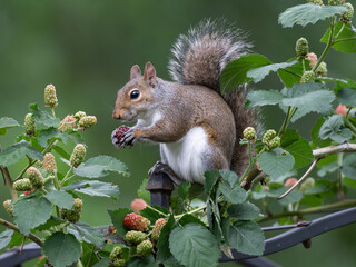 A squirrel enjoys a snack on a spring day.
