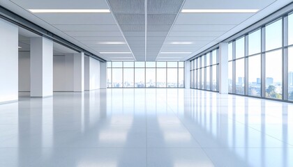 Obraz premium Modern Empty Office Space with City View