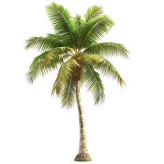 A tall and vibrant palm tree with lush green fronds swaying gently in the sunlight.